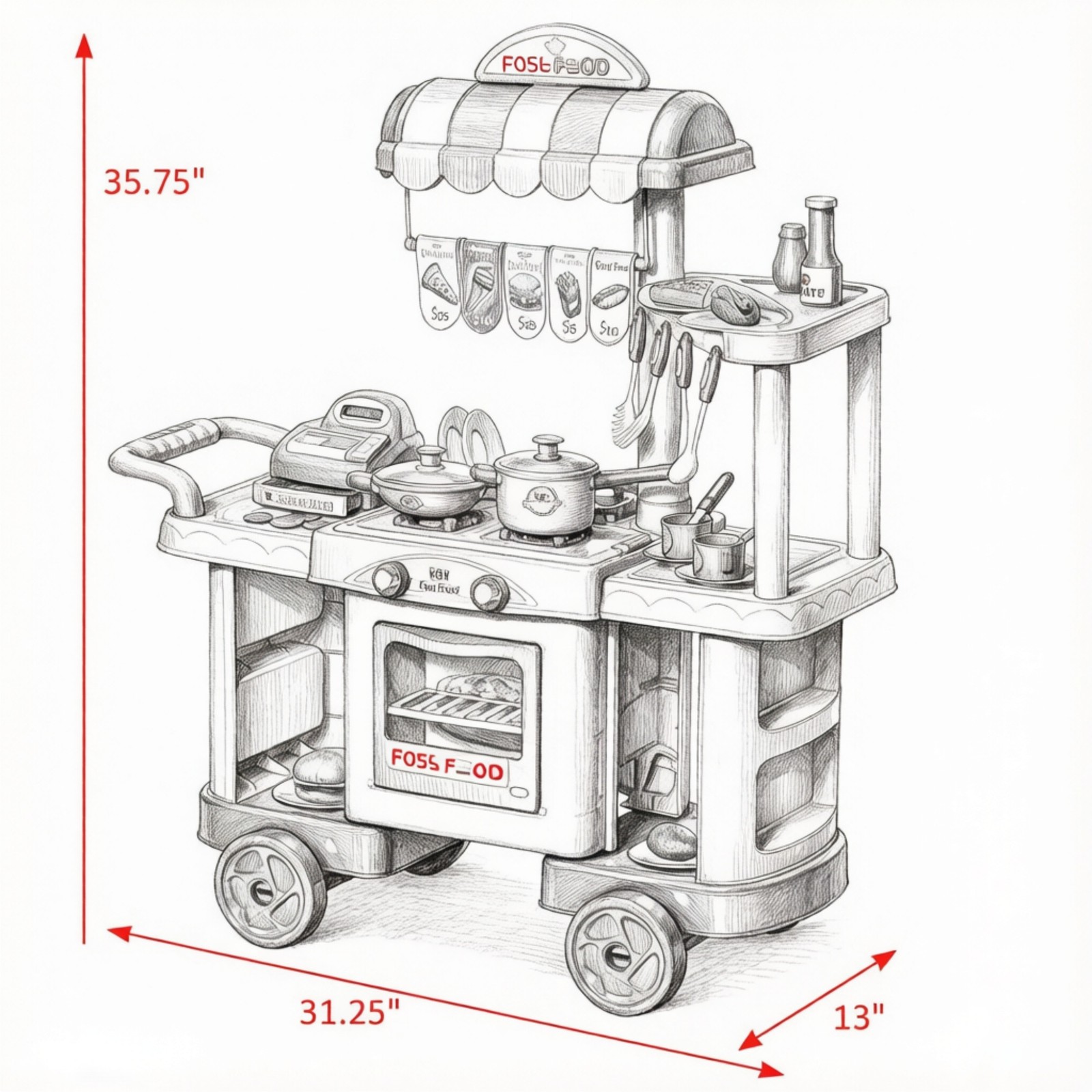 как выглядит Kids Kitchen Food Stand with Play Food Cashier Register for 3-6Y фото