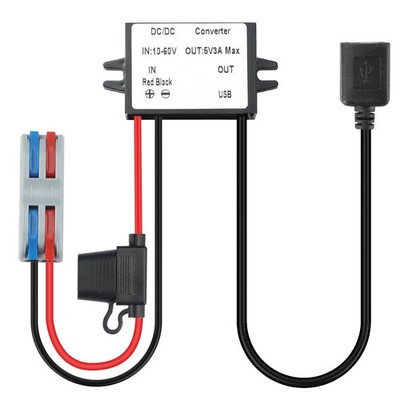 DC 12V/24V/36V/48V to 5V 3A 15W Converter with USB Golf Cart Voltage Reducer ...
