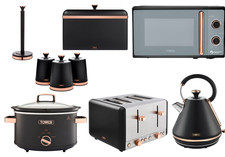 Tower Cavaletto Black Kettle Toaster Microwave Slow Cooker & Kitchen Storage Set