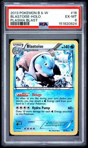 2013 Pokemon B&W blastoise Holo Plasma Blast #16 Psa 6