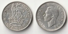 1942 Great Britain 1 shilling silver coin - English version