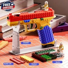 Building Block Pistol Shell Ejecting Continuous Firing Soft Bullet Toy Gun Gift