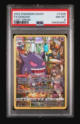 2022 POKEMON FULL ART GENGAR #TG06 SWORD & SHIELD LOST ORIGIN PSA 8