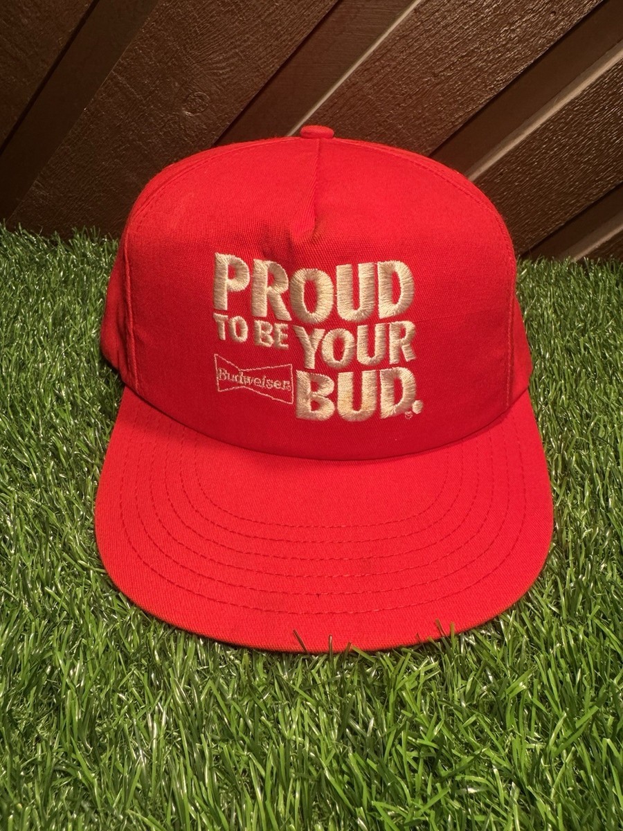 Vintage Budweiser Hat Cap Snapback Red Proud To Be Your Bud 80s