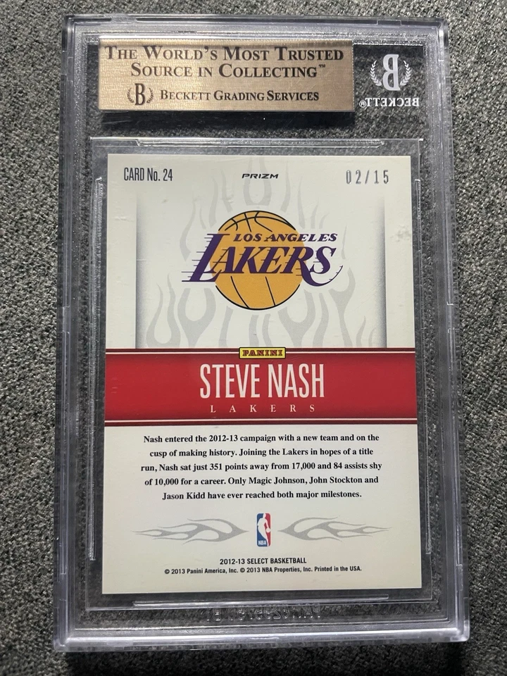 2012-13 Steve Nash Panini Select #24 Hot Stars Green Prizm /15 BGS 9.5 Lakers - Image 2 of 2