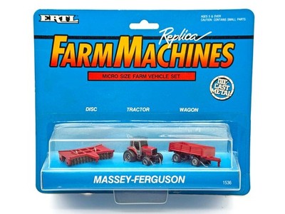 Massey Ferguson Micro Size Farm Set Ertl Tractor Disk Wagon