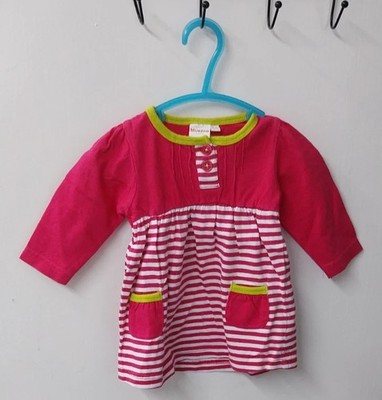 Bluezoo knielanges Kleid 0-3 Monate Baby Mädchen rosa-weiß gestreift Langarm
