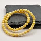 Natural Baltic Amber Round 6.5 mm Beads Butterscotch Yellow Necklace