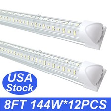 12 Pack T8 8Ft Led Linkable 144W 6500K Led Shop Light 8' Ceiling Lights Fixture