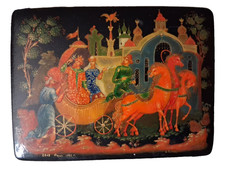 1988 Russian USSR Lacquer Box Palekh   The Golden Cockerel  Signed art.I Kovac