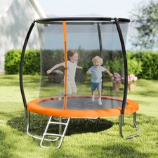 8FT Outdoor Heavy-Duty Recreational Trampoline-Orange - Color: Orange
