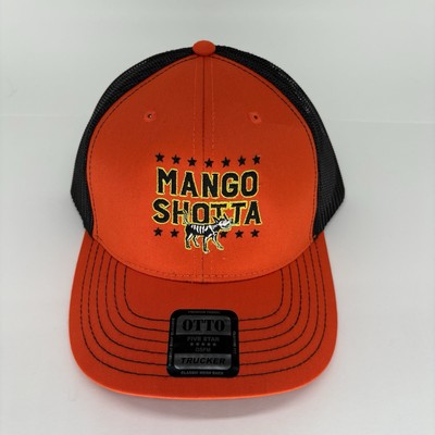 Mango Shotta SNapback Trucker Hat Black/Orange Adjustable Mesh Back Yupoong