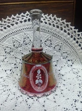Cranberry Crystal Dinner Bell 70s American Vintage Collectible Doorbell