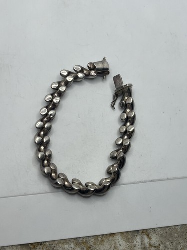 Pulsera cadena estilo macarrones San Marco Italia plata de ley vintage - Imagen 13 de 16