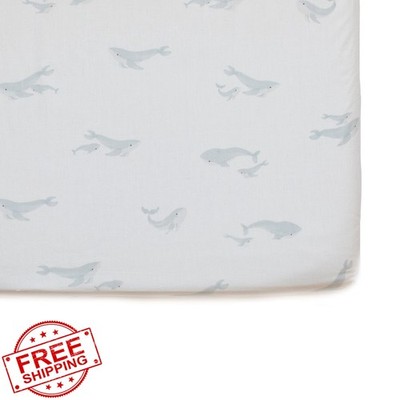 PEHR Crib Sheet Follow Me Whale Cotton