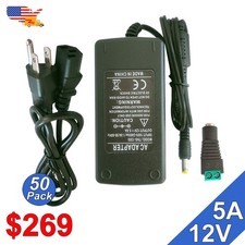 10 50 Pack AC/DC 12V 5A Adapter 60W Power Supply Transformer For CCTV US Stock