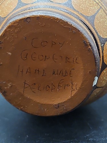 Geometric Funeral Greek Amphora Dipylon Cemetery Replica 5 Inch W Repairs - Picture 12 of 21