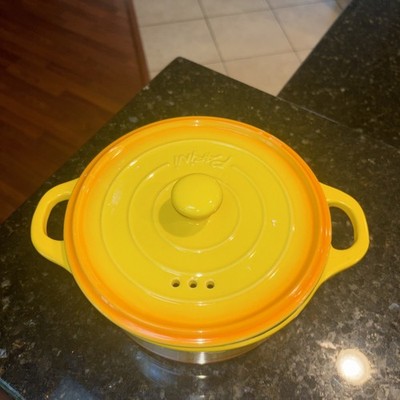   Parini 1.5 QT Yellow Flameproof Casserole Dish with Lid - Ceramic Oven