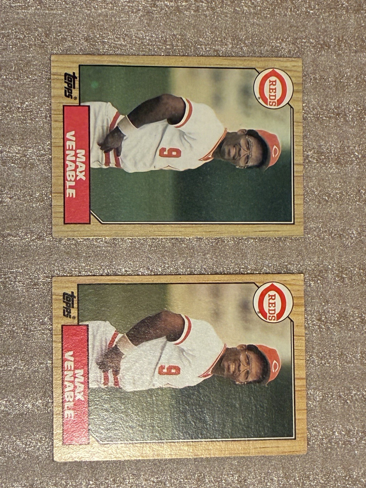 Lot Of 2 1987 Topps Max Venable 226a/226b Cincinnati Reds Error & Correct Cards
