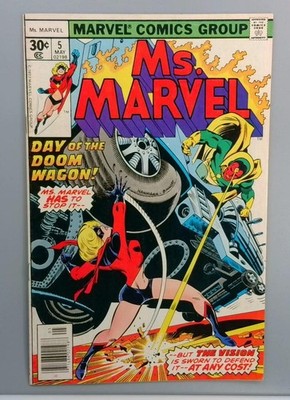 Ms. Marvel #5, VF+ Vision Marvel, 1977