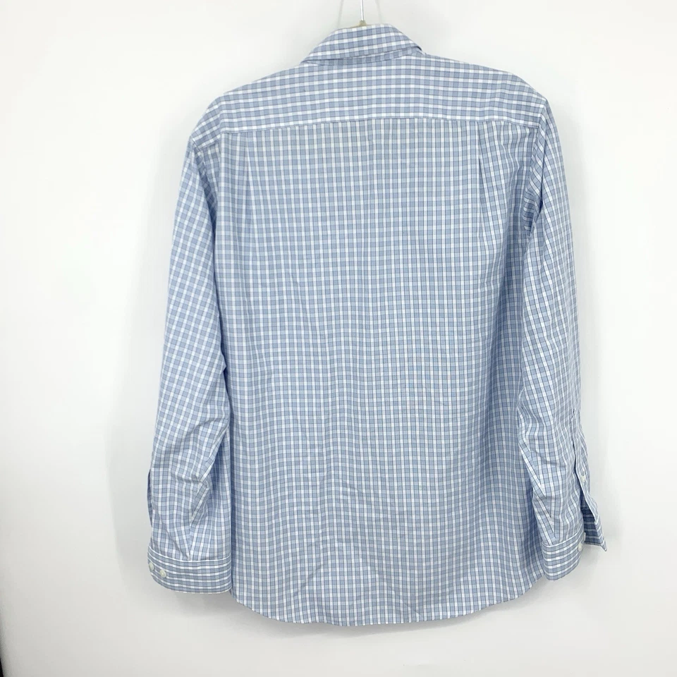 LL Bean мужчин размер маленький рубашка на пуговицах верхний синий белый клетку хлопок работы - Изображение 4 из 4