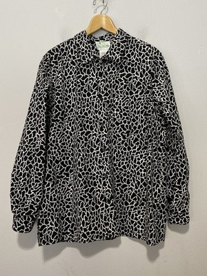 Vtg QUACKER FACTORY Animal Print Rhinestone Button Up Long Sleeve Size LARGE