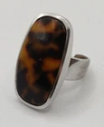 Pagani Italy Faux Tortoise Shell & Silver Tone Dress Ring Size K