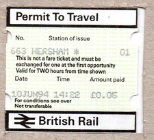Hersham 01 - PERTIS Permit to Travel - Surrey KT12 - now South Western Railway