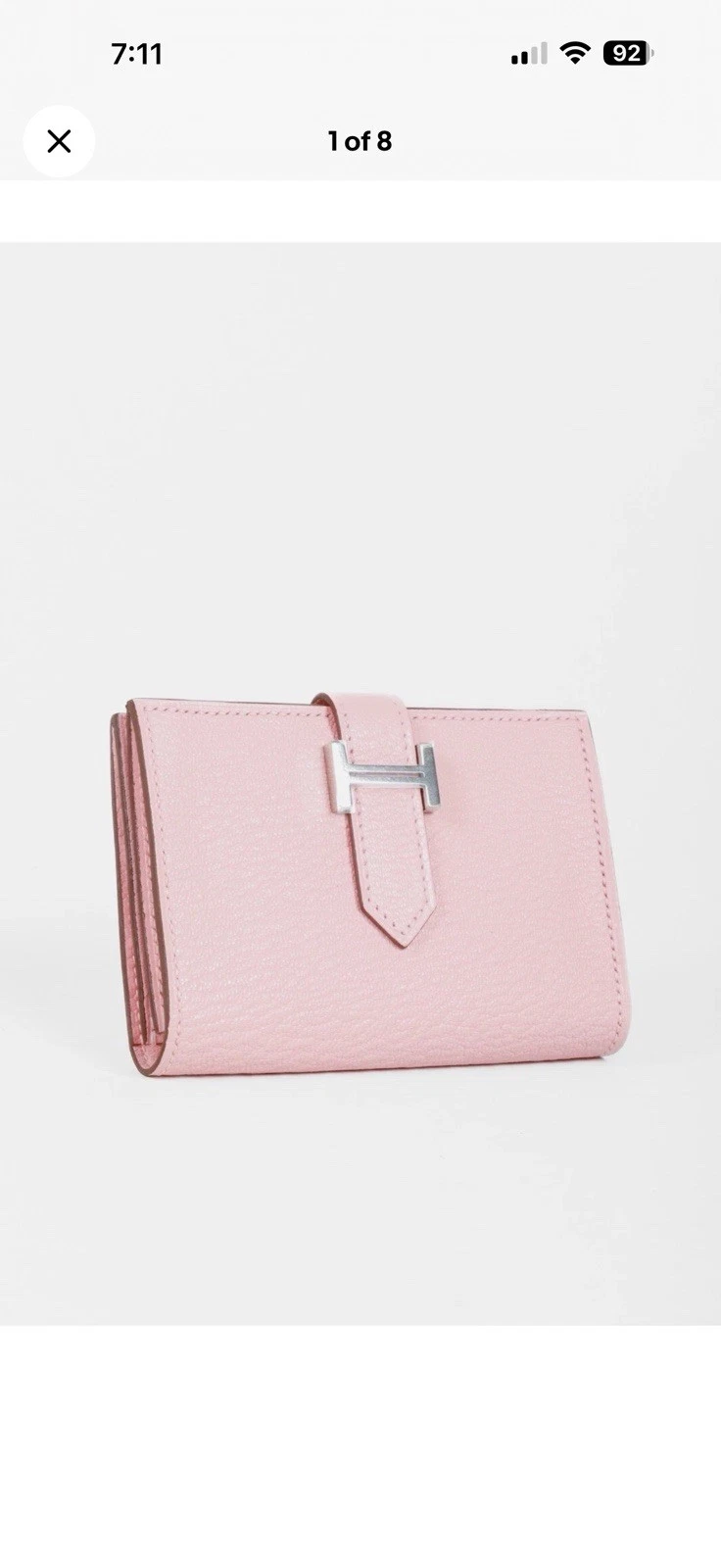 Hermes — HERMÈS BEARN COMPACT WALLET EPSOM LEATHER  Sakura Rose Palladium.