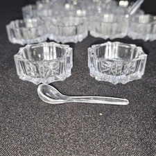 Set of 2  Salter / Salt Cellar (Saler) Salt Dip Dish w Spoon Formal Tableware