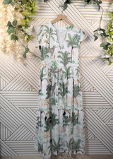CHARLEE Animal Print Summer Cotton White Hippie Long Maxi Dress INDIA Sz SMALL