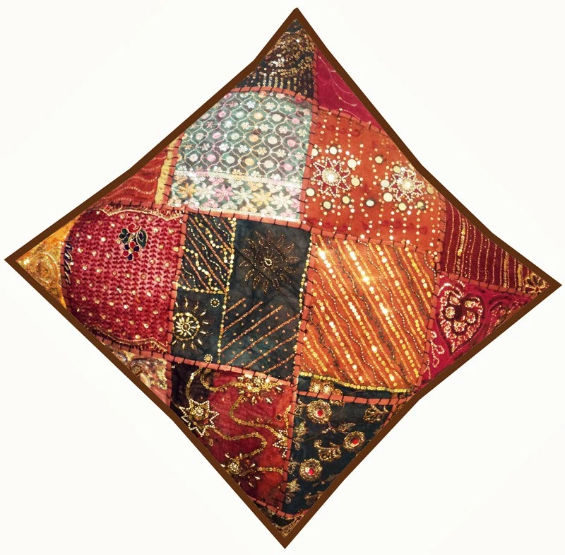 Funda de almohada de cojín bordado arte retazos hechos a mano de 24" regalo de Navidad Foto 4 de 4