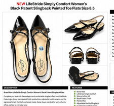 LifeStride Womens Black Patent Slingback Poin...
