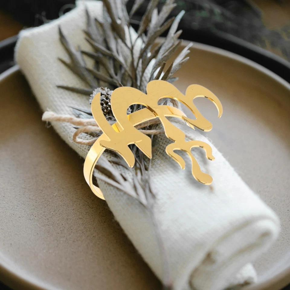  4 PCS Anello Portatovagliolo Allacciatovaglioli Anelli Di Metallo - Immagine 3 di 4