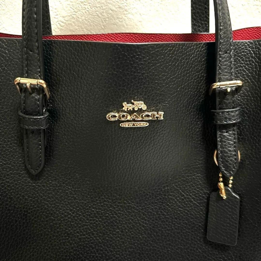 Borsa a tracolla Coach 2 Way Molly C4084 in pelle nera rossa da donna