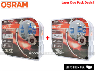Osram 9005 HB3 9006 HB4 Night Breaker Laser Headlight Halogen Bulbs 2 Sets