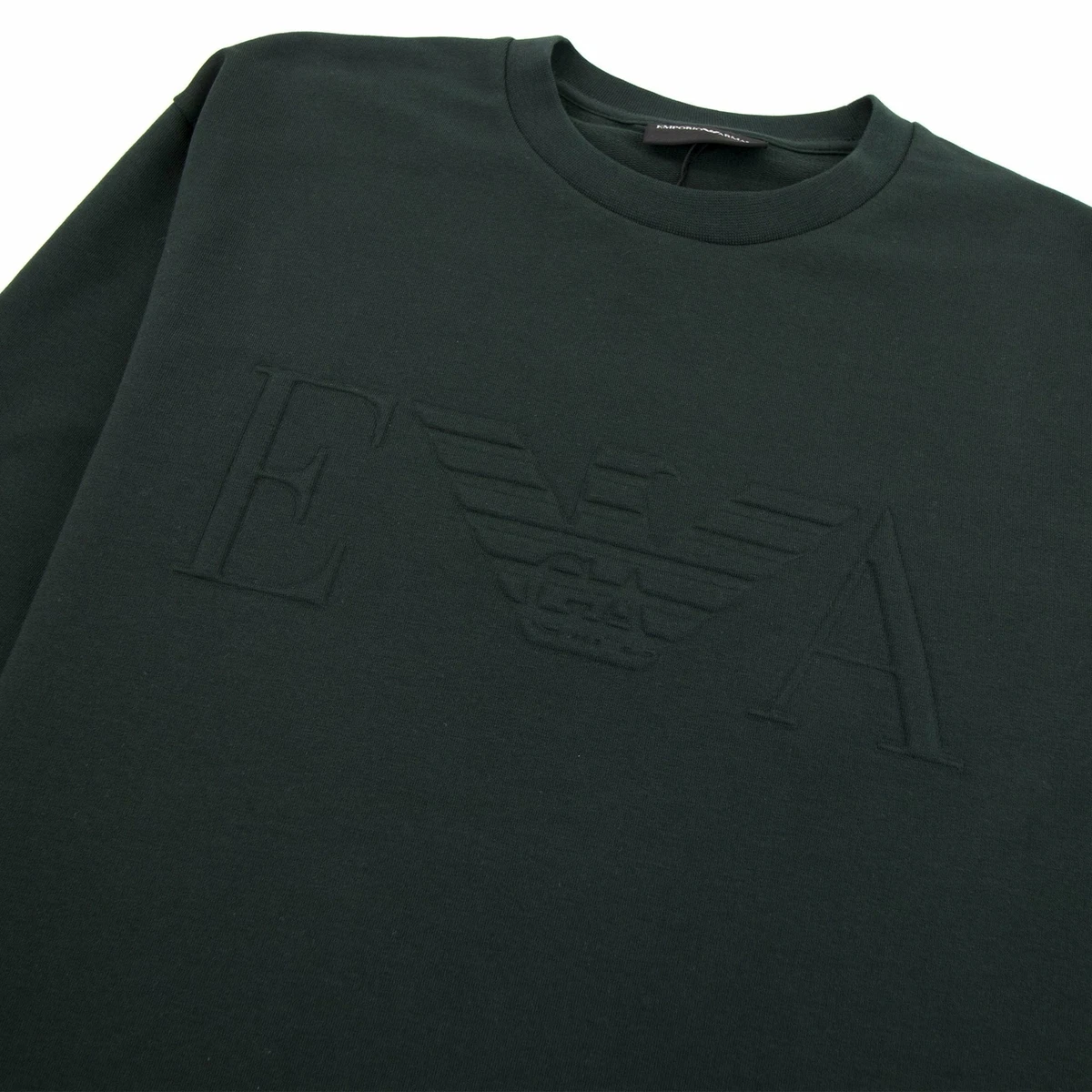 Emporio Armani Embossed Logo Sweatshirt Verde Scuro 0537 eBay