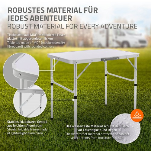 Mesa de camping plegable de jardín / playa / buffet de aluminio 75 x 55 x 68 cm - Imagen 6 de 9