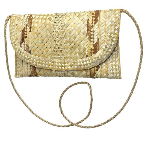 Wicker Style Straw Women's Purse Clutch Shoulder Bag Woven Lined 13" x 8" - Picture 9 of 11
