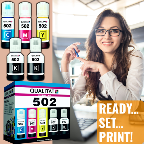 For Epson 502 Ink Refill Bottles 5 Bottle Kit (2-Black, Cyan, Magenta, Yellow) - Picture 7 of 7