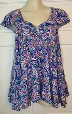 Matilda Jane In the Maze Women’s Flowy Trapeze Swing Top Size Small