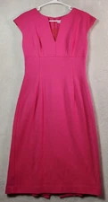 Trina Turk Sheath Dress Women Size 2 Pink Rayon Sleeveless V Neck Lined Back Zip
