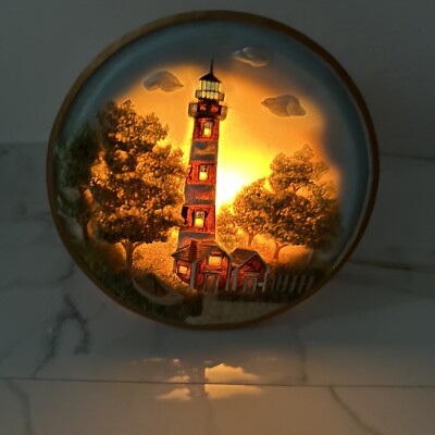 Bodie Island NC Lighthouse Night Light Scene Lamp Nautical Decor - 3D EUC