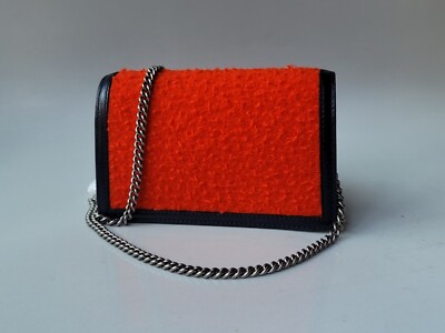 Gucci Dionysus Super Mini CrossBody Bag Red Tweed Wool Navy Blue