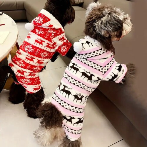 Winter Warm Soft Christmas Holiday Reindeer Hoodie Blue 2XL Pet Dog Cat - Picture 4 of 4