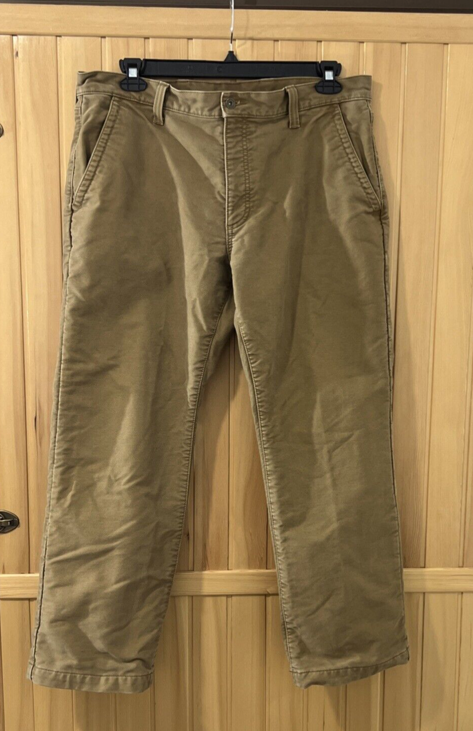 L.L. Bean Mens Chino Pants 38x30 Actual (38x28) Flannel Lined Heavy Khaki