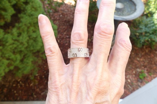 AUTHENTIC GUCCI RING 18K WHITE GOLD DIAMOND WEDDING BAND