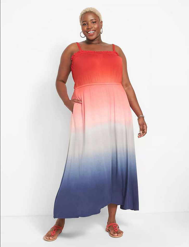 NEW LANE BRYANT SLEEVELESS SMOCKED OMBRE MAXI DRESS SZ 22/24 3X | eBay