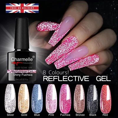 Reflective Disco Nail Gel Polish Crushed Diamond Glitter Flash Sparkling Effect