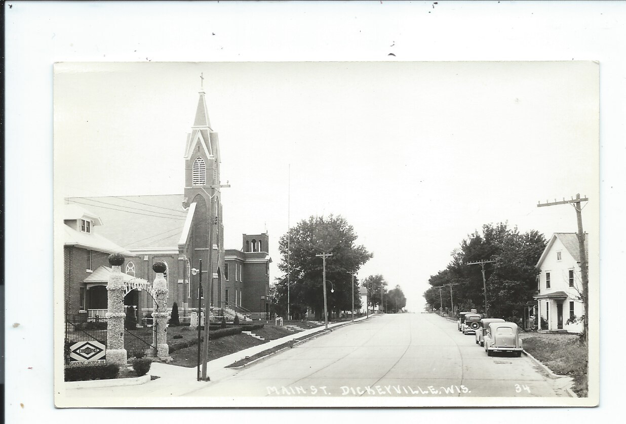 Real Photo Postcard Post Card Dickeyville Wisconsin Wis Wi Main Street